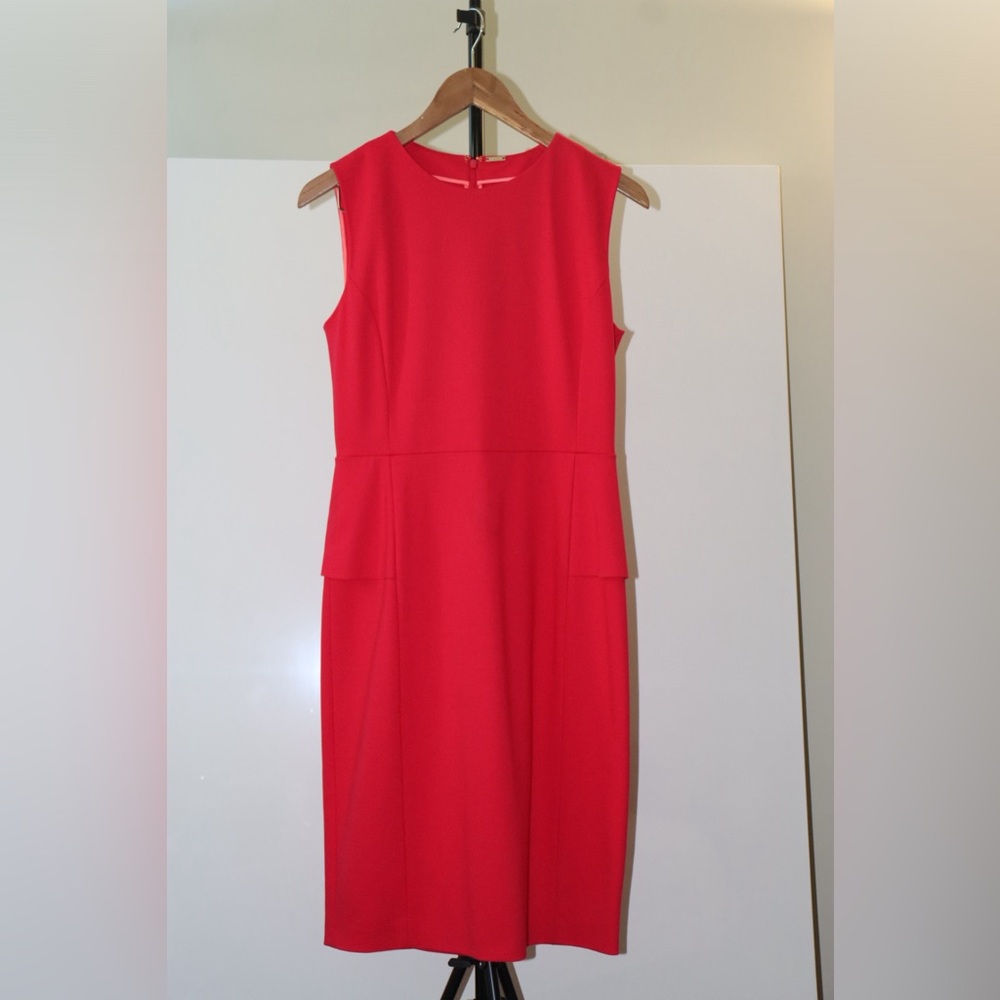 NWT Tulip Red/Pink Peplum Elle Tahari Judy Dress Size 10